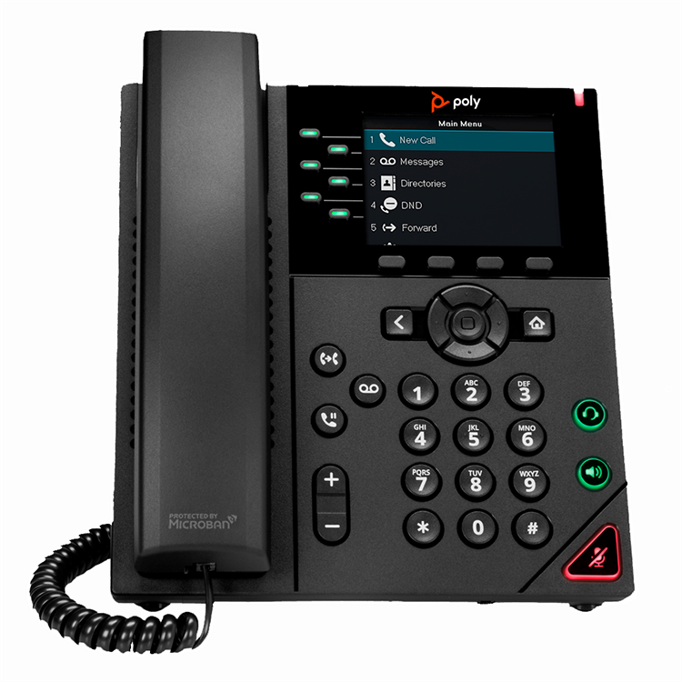 PO-2200-48830-5 De VVX 350 zakelijke IP-telefoon De Polycom VVX 350 zakelijke IP-bureautelefoon is een hoogwaardige, zes-lijns, middenklasse IP-telefoon in kleur, ontworpen voor kleine tot middelgrote bedrijven.