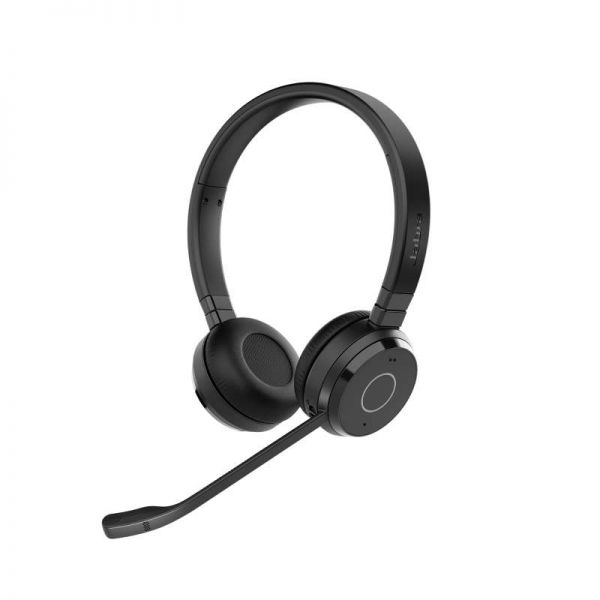 JA-6699-833-309 tereo draadloze headset met Bluetooth 5.2, dubbele connectiviteit en passieve ruisonderdrukking. Inclusief Link 390a USB-A adapter voor eenvoudige verbinding.