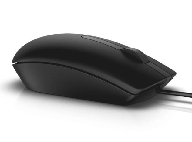 DE-570-AAIR Bedrade Dell MS116 optische muis – zwart: comfortabel symmetrisch ontwerp, precieze tracking met optische sensor, plug-and-play USB-A-connectiviteit en stille klikacties voor efficiënte navigatie.
