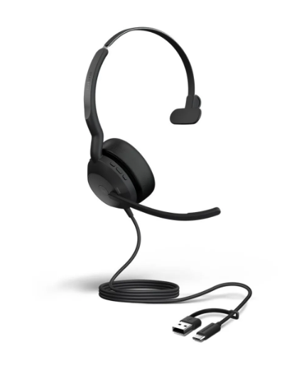 JA25089-889-799 Professionele monoheadset met USB-A/C, geavanceerde ruisonderdrukking en comfort voor hybride werk en gesprekken.