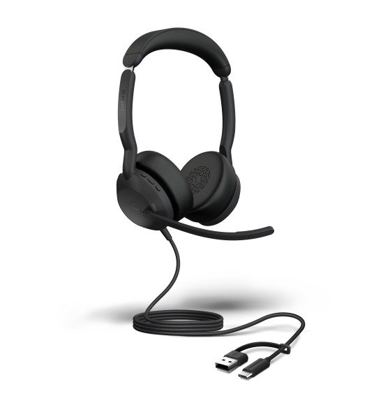 JA-25089-999799 Professional wired headset with dual USB-A/C connectivity. Offers noise cancellation, clear calls, and all-day wearing comfort.