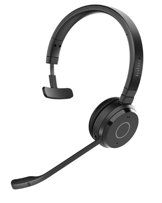 JA-6693-833-309 Draadloze Jabra Evolve 65 TE Link 390a MS Mono-headset: Microsoft Teams-gecertificeerd, DECT-bereik tot 30 m, noise-cancelling microfoon en ergonomisch ontwerp voor heldere, professionele gesprekken.