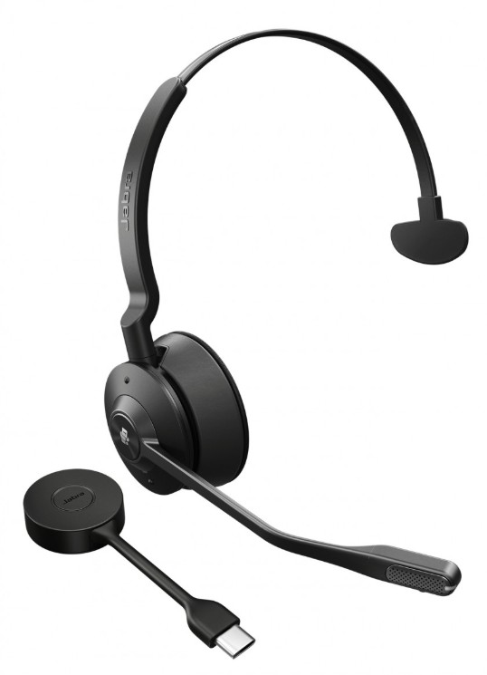 JA-9653-430-111 Draadloze Jabra Engage 55 SE UC Mono USB-C-headset: geavanceerde ruisonderdrukking, DECT-bereik tot 150 m, USB-C-connectiviteit en ergonomisch ontwerp voor heldere, ononderbroken zakelijke gesprekken.