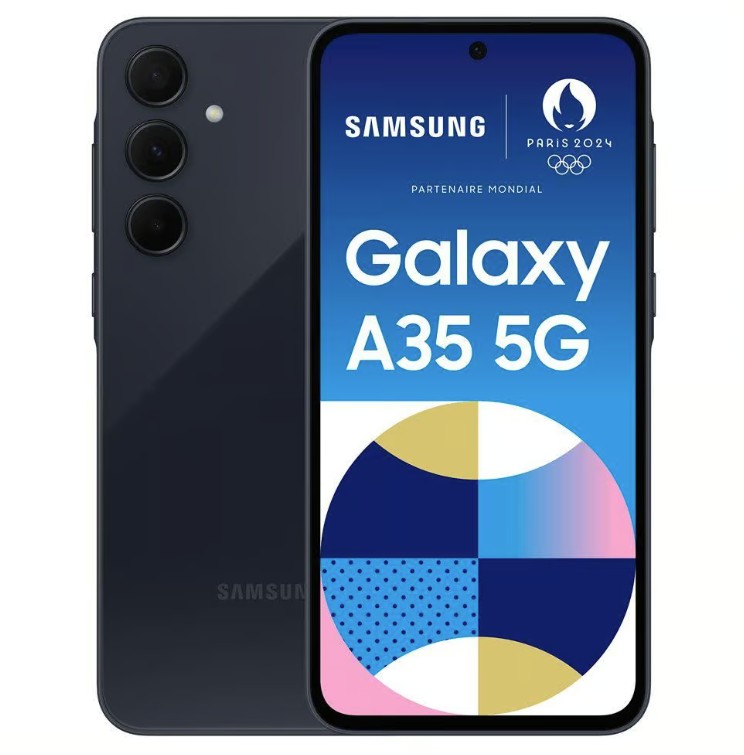 SA-A356BZKBEUB Stijlvolle smartphone met 128GB opslag, Super AMOLED-scherm en drievoudige camera. Ideaal voor dagelijks gebruik en prestaties.