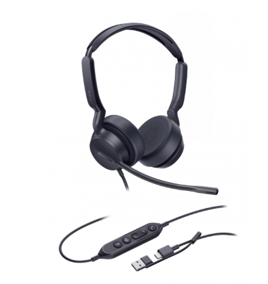 YE-1308195 Stereo USB-headset met USB-A/C en Teams-knop. Ruisonderdrukking, rijk geluid en comfort voor elke werkdag.